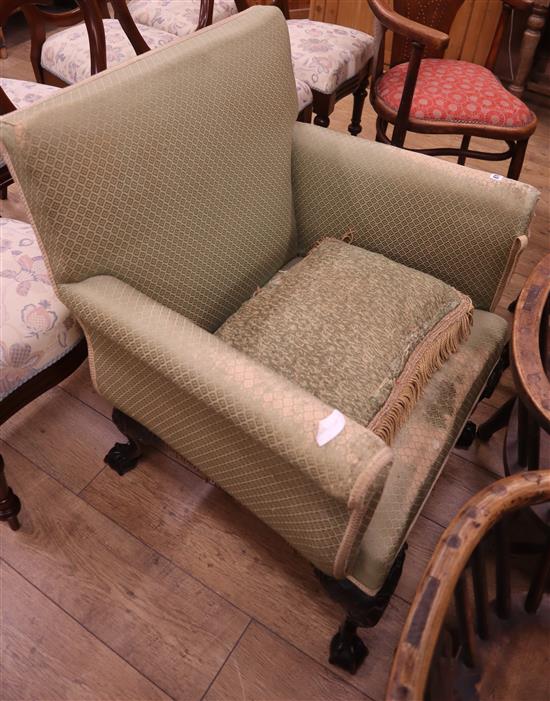 A green armchair